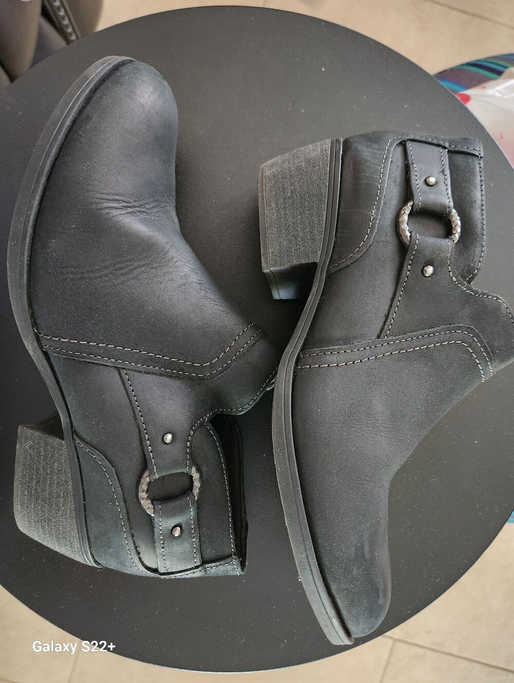 Black Womens Ankle Boots with Buckle Detail